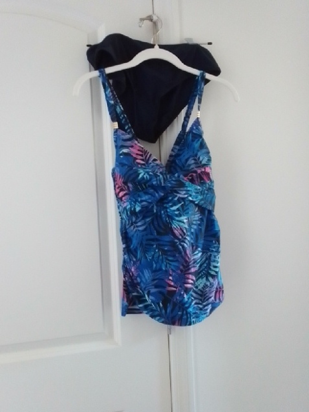 Tropical Leaf Two-Piece Swim  in Blue